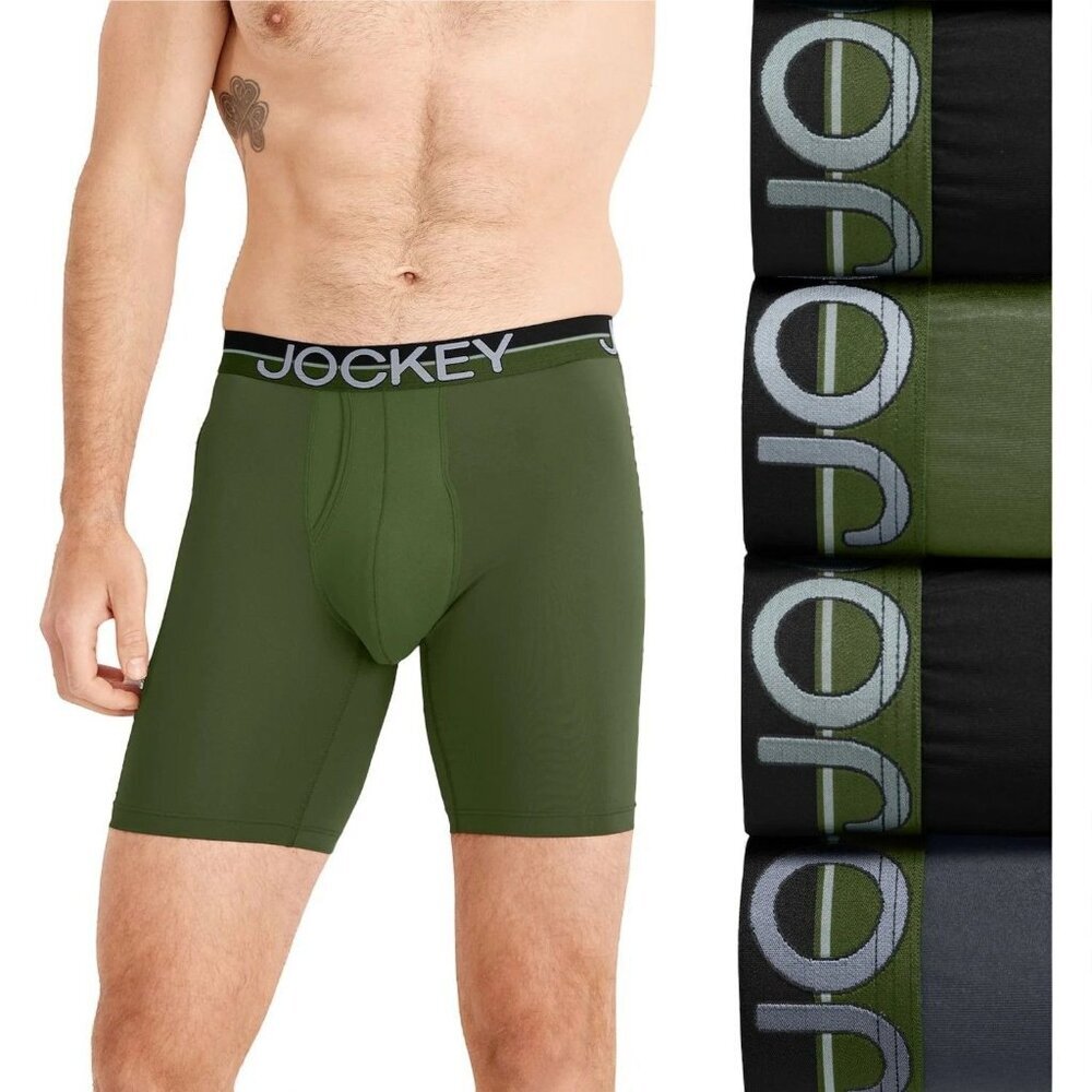 Jockey Long Leg Boxer Briefs 4-Pack Medium Infinite Cool Mens Underwear NEW
